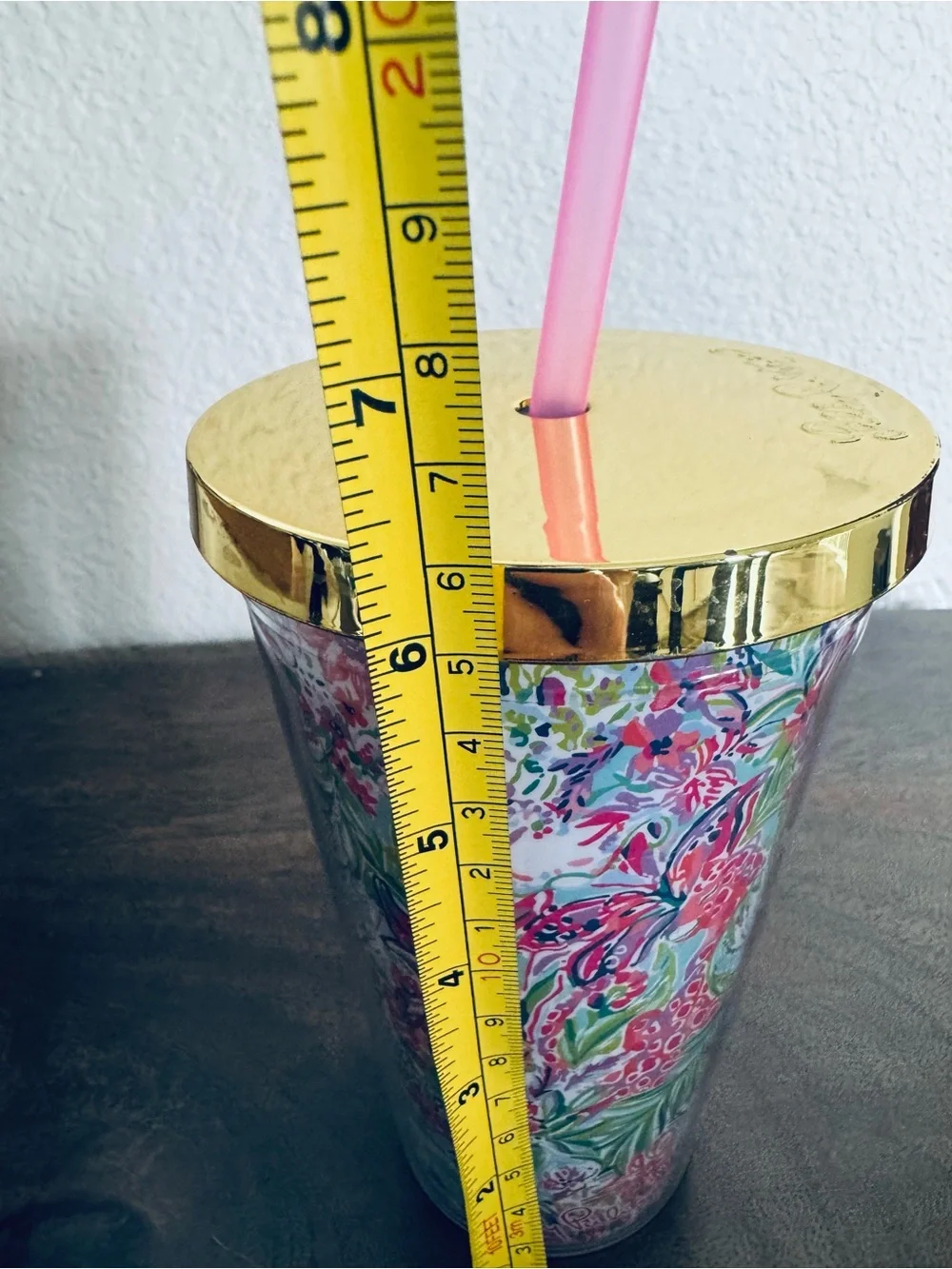 Lilly Pulitzer Floral Tropical Plastic Tall Tumbler Cup & Straw